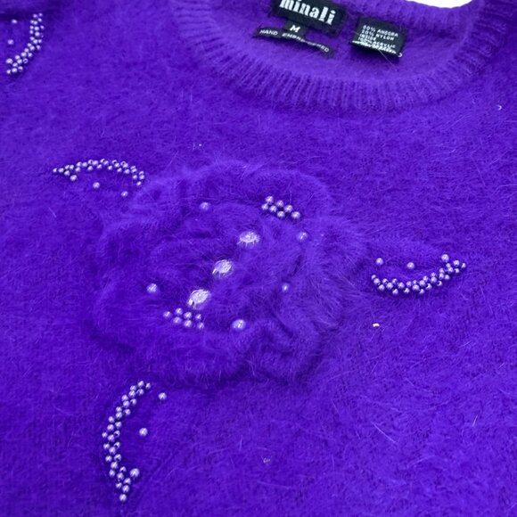 Women’s Vintage Minali sweater purple angora/nylon 1990s - Picture 4 of 6